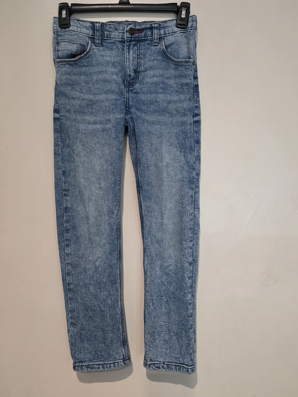 Wrangler Boys Slim Fit Stretch Blue Denim Jeans Size 10 Solid Medium Wash